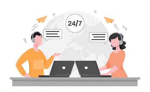 Man and woman customer service 