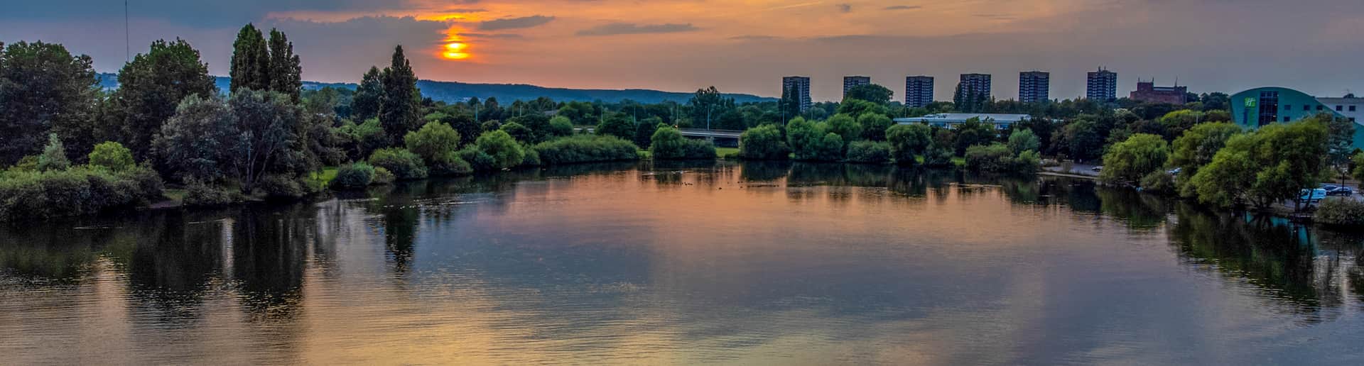 lake view in the sunset with skyline in Drug And Alcohol Rehab Staffordshire
